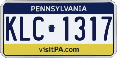 PA license plate KLC1317