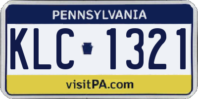 PA license plate KLC1321