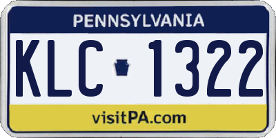 PA license plate KLC1322