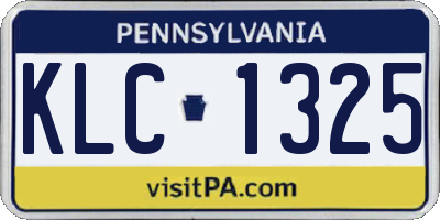 PA license plate KLC1325