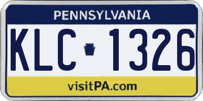 PA license plate KLC1326