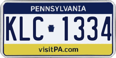 PA license plate KLC1334