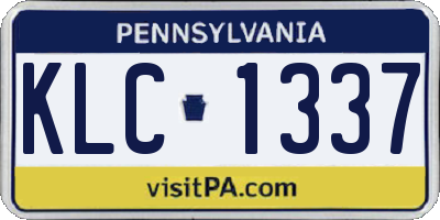 PA license plate KLC1337