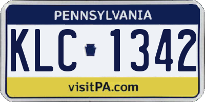 PA license plate KLC1342