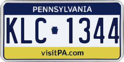 PA license plate KLC1344