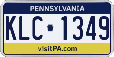 PA license plate KLC1349