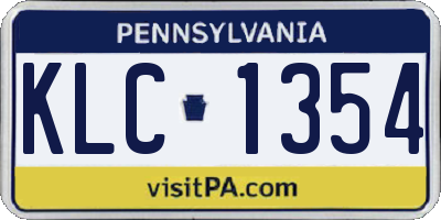 PA license plate KLC1354