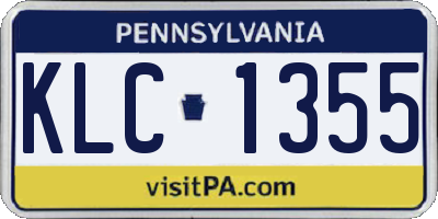 PA license plate KLC1355