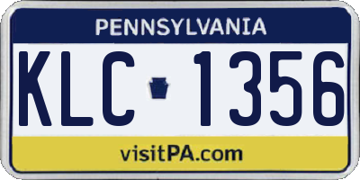 PA license plate KLC1356