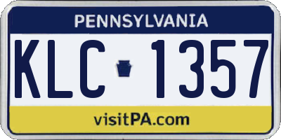 PA license plate KLC1357
