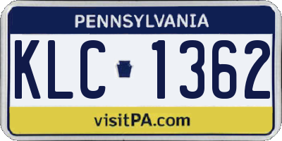 PA license plate KLC1362