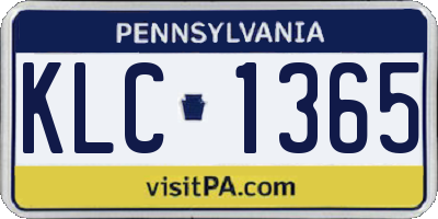 PA license plate KLC1365