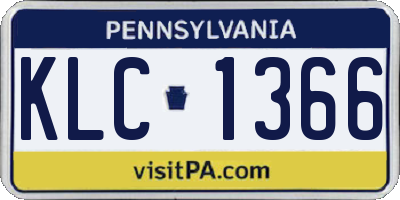 PA license plate KLC1366