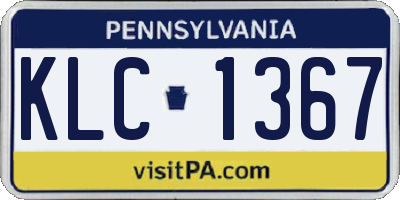 PA license plate KLC1367