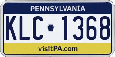 PA license plate KLC1368