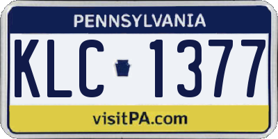 PA license plate KLC1377