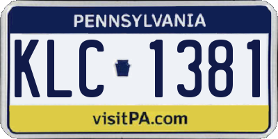 PA license plate KLC1381