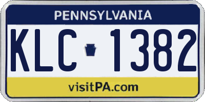PA license plate KLC1382