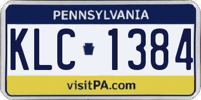 PA license plate KLC1384