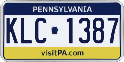 PA license plate KLC1387