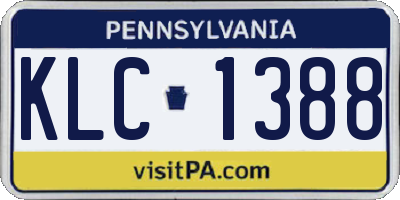 PA license plate KLC1388