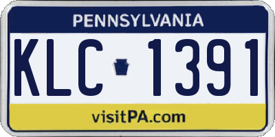 PA license plate KLC1391