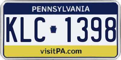 PA license plate KLC1398