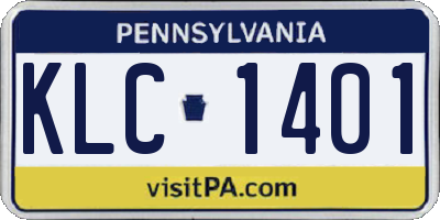 PA license plate KLC1401