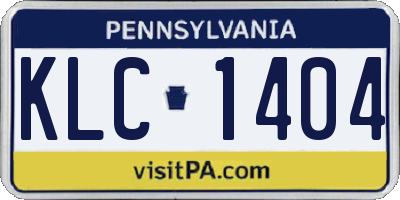 PA license plate KLC1404