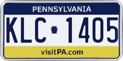 PA license plate KLC1405