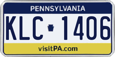 PA license plate KLC1406