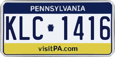 PA license plate KLC1416
