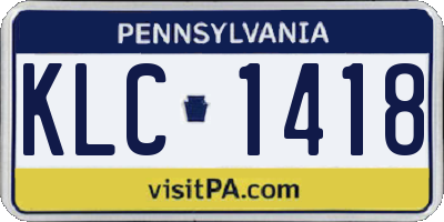 PA license plate KLC1418