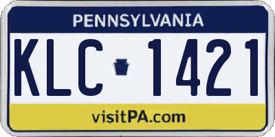 PA license plate KLC1421