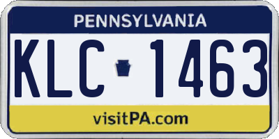 PA license plate KLC1463