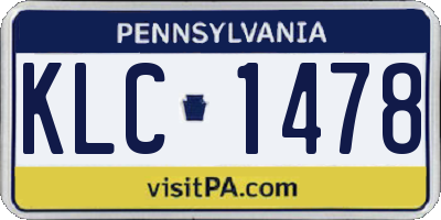 PA license plate KLC1478