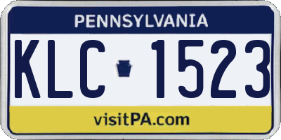 PA license plate KLC1523