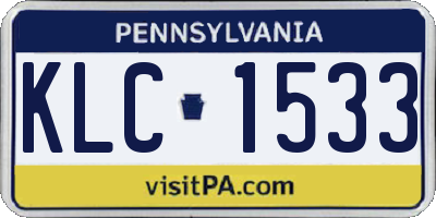 PA license plate KLC1533