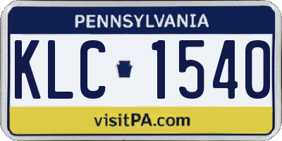 PA license plate KLC1540
