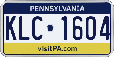 PA license plate KLC1604