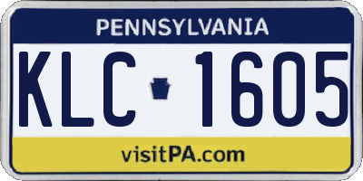 PA license plate KLC1605