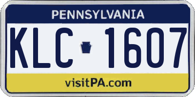 PA license plate KLC1607