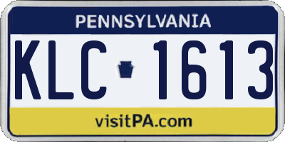 PA license plate KLC1613