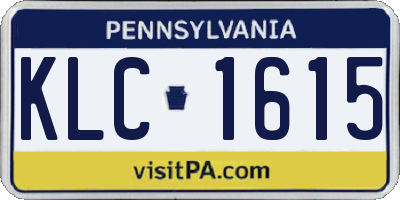 PA license plate KLC1615