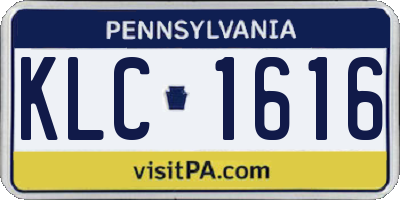 PA license plate KLC1616