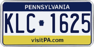 PA license plate KLC1625
