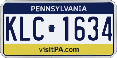 PA license plate KLC1634