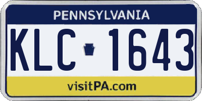 PA license plate KLC1643