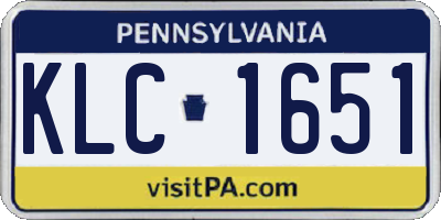 PA license plate KLC1651