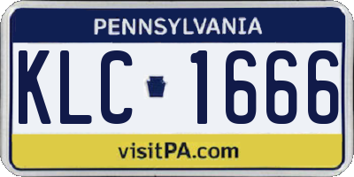 PA license plate KLC1666